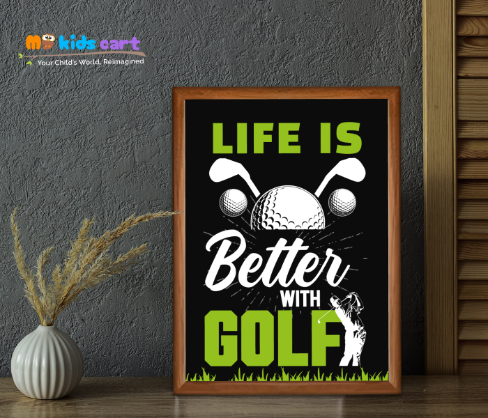 Golf Is Life Poster Personalized Motivational Wall Art Wooden (Framed)