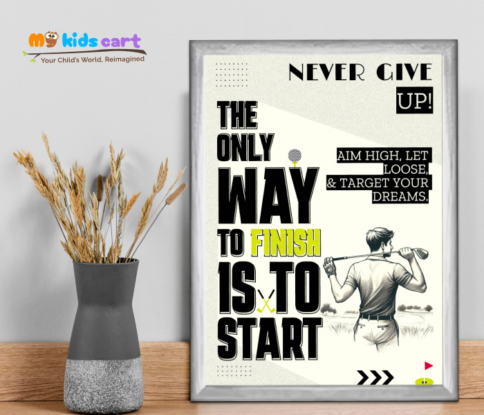 Golf Quote Portrait Personalized Motivational Wall Art White (Framed)