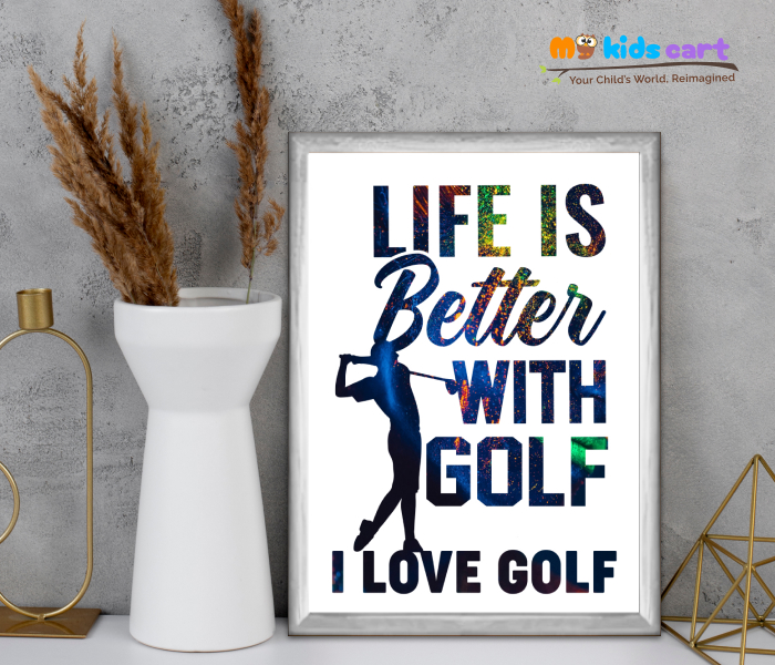 Golf Quote Poster Personalized Motivational Wall Art White (Framed)