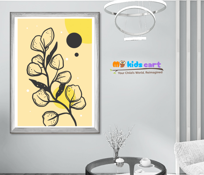 Green Flower Canvas Painting Poster Wall Art White (Framed)