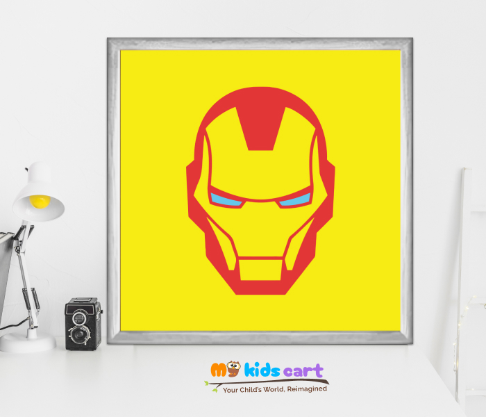 Ironman Face Poster Wall Art White (Framed)
