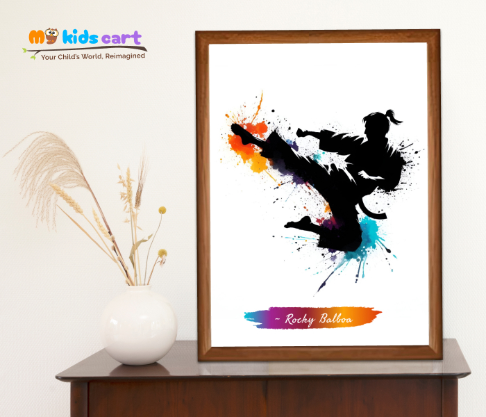 Karate Rocky Balboa Boy Poster Personalized Motivational Wall Art Wooden (Framed)