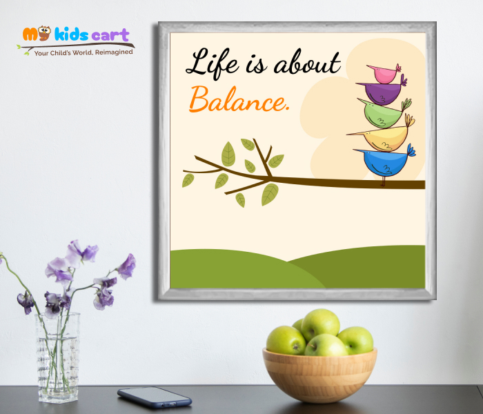 Life is About Balance, Not Perfection Motivational Wall Art White (Framed)