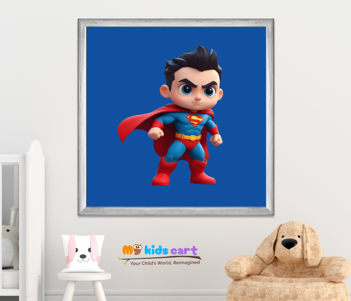 Little Superman Poster Wall Art White (Framed)