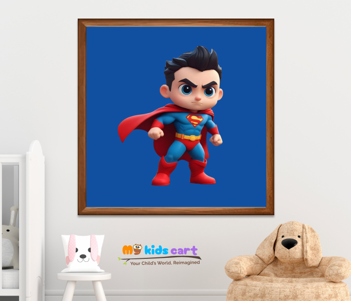 Little Superman Poster Wall Art Wooden (Framed)