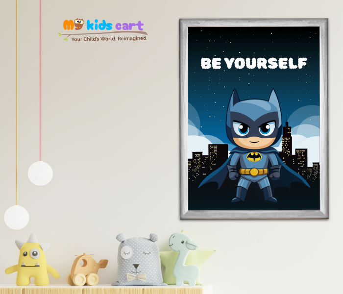 Little batman Poster Wall Art White (Framed)