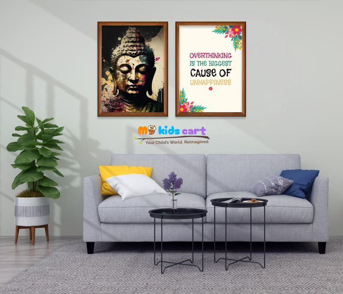 Lord Buddha Meditation Personalized Motivational Wall Art (Framed Set of 2) Wooden (Framed)