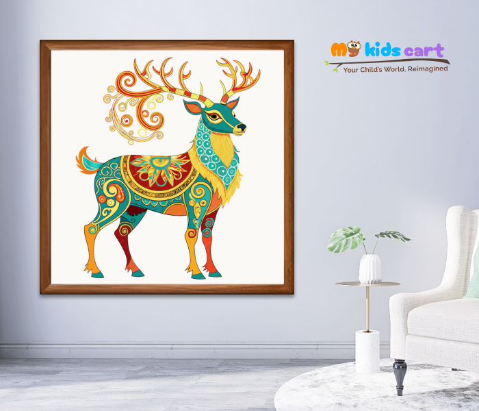 Majestic Colors of the Deer Poster Wall Art Wooden (Framed)