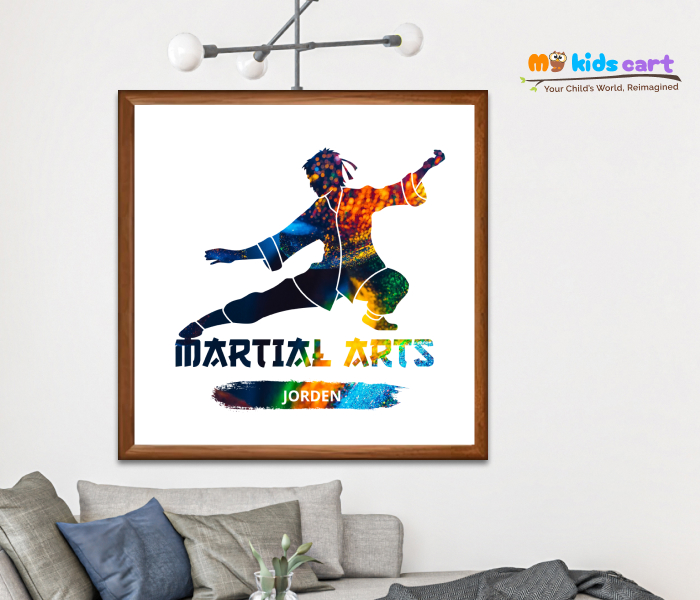 Martial Arts Customized Boy Poster Personalized Motivational Wall Art Wooden (Framed)