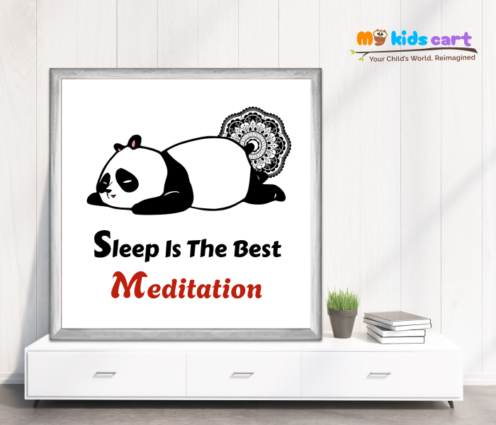 Meditation Through Sleeping Panda Poster Wall Art White (Framed)