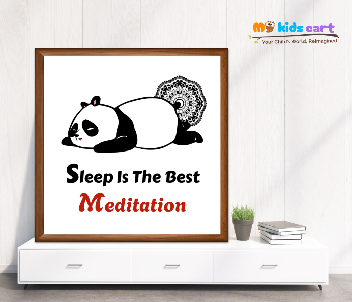 Meditation Through Sleeping Panda Poster Wall Art Wooden (Framed)