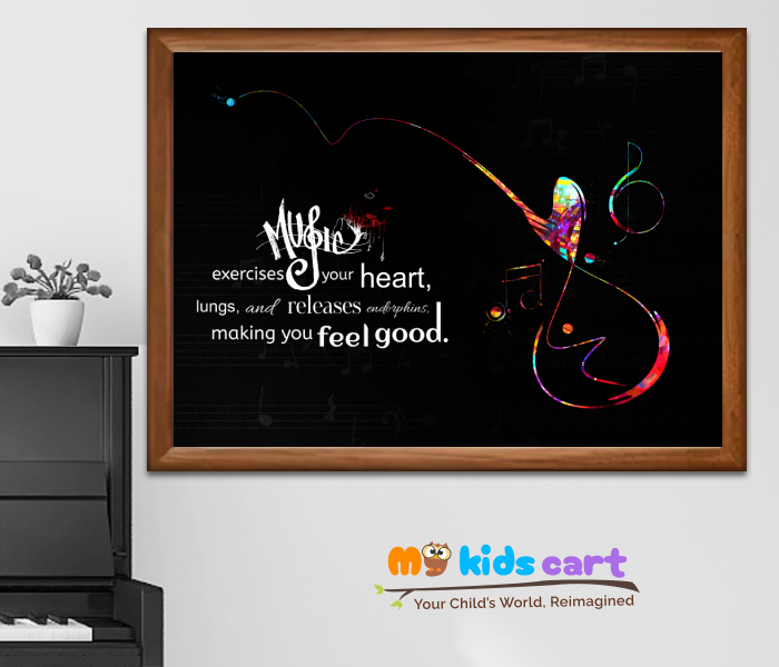 Music in the soul can be heard by the universe Black Background Wall Art Wooden (Framed)