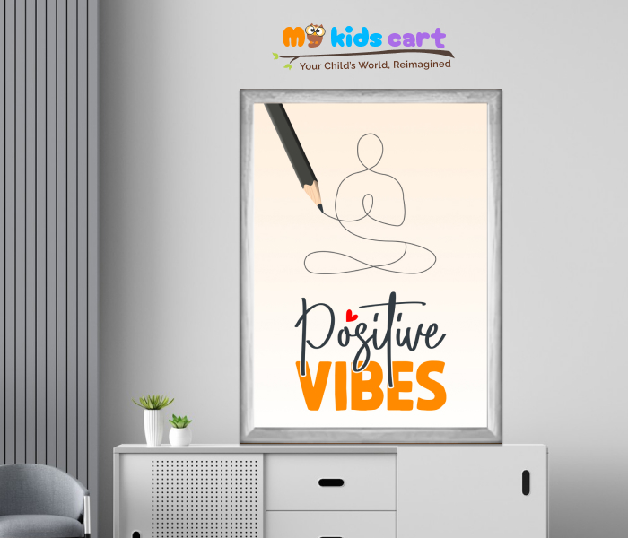 Positive Vibes Meditation & Vipassana Wall Art for Inner Peace White (Framed)