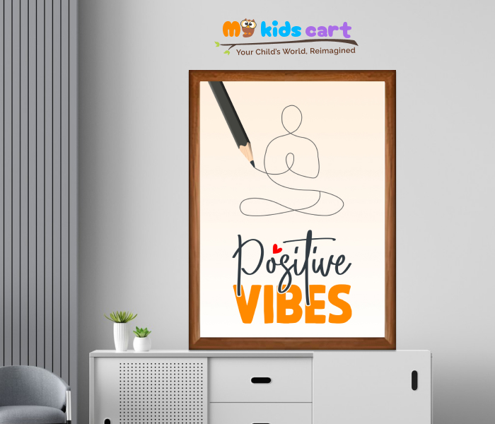 Positive Vibes Meditation & Vipassana Wall Art for Inner Peace Wooden (Framed)