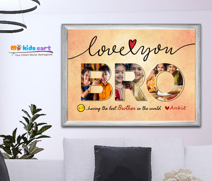 Raksha Bandhan Colourful Background Bro Motivational Quotes Wall Art White (Framed)