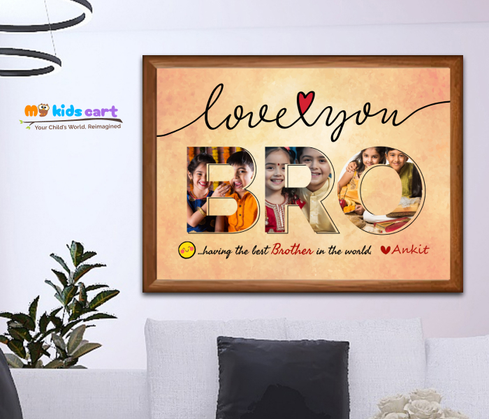 Raksha Bandhan Colourful Background Bro Motivational Quotes Wall Art Wooden (Framed)