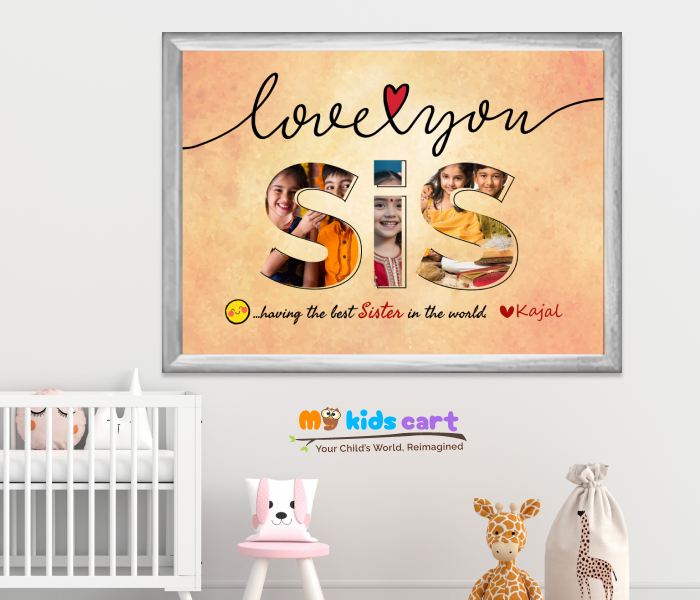 Raksha Bandhan Colourful Background Sister Personalised Quotes Wall Art White (Framed)