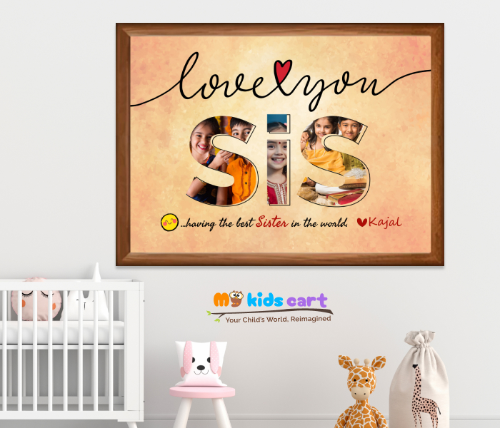 Raksha Bandhan Colourful Background Sister Personalised Quotes Wall Art Wooden (Framed)