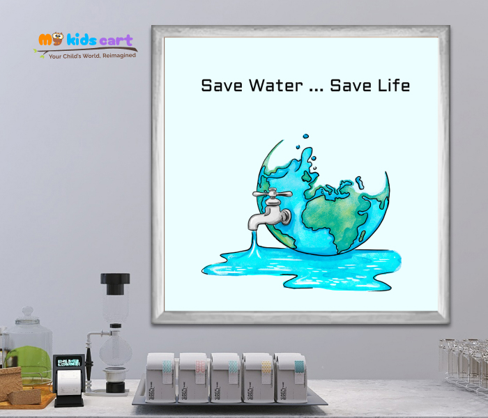 Save Water, Save Life Poster Wall Art White (Framed)
