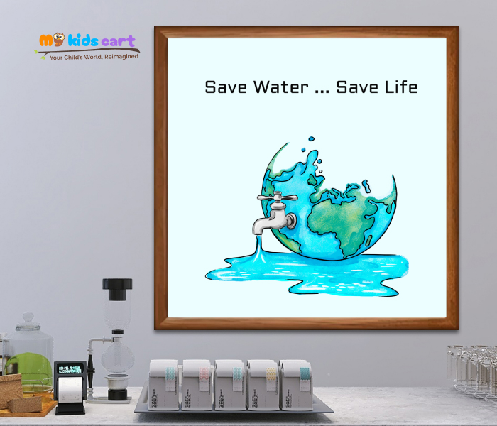 Save Water, Save Life Poster Wall Art Wooden (Framed)