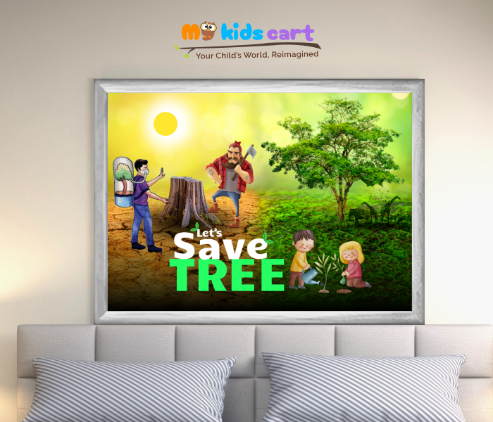 Save the Trees, Save the Earth Motivational Quote Wall Art White (Framed)