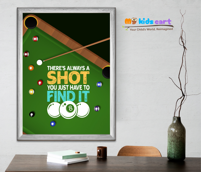 Snooker Quote Poster Personalized Motivational Wall Art White (Framed)