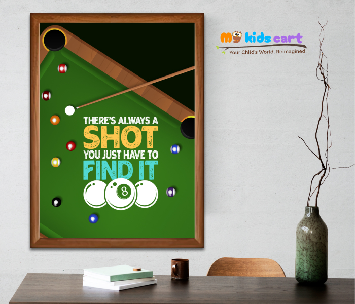 Snooker Quote Poster Personalized Motivational Wall Art Wooden (Framed)