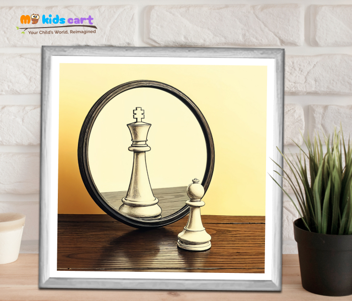 The Game of Kings and Minds Motivational Wall Art White (Framed)