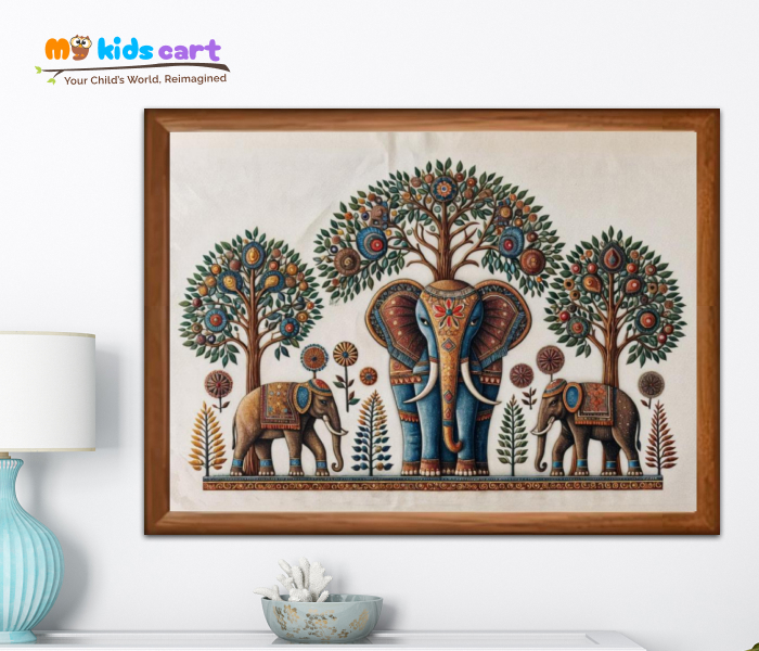 The Majestic Elephant in the Trees Poster Wall Art Wooden (Framed)