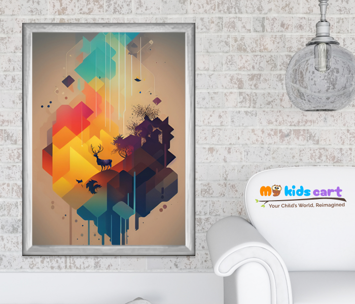The Spirit of the Deer Poster Wall Art White (Framed)