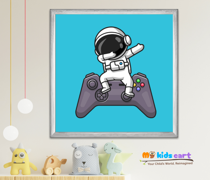Tiny Robot, Big Game Poster Wall Art White (Framed)