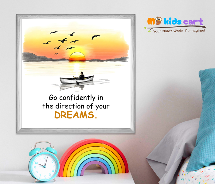 Walk Boldly in the Direction of Your Dreams Motivational Wall Art White (Framed)