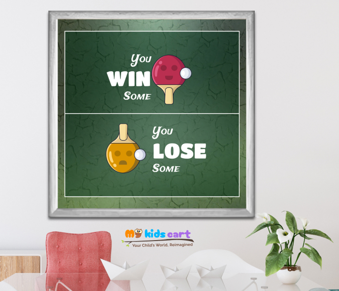 You Win You Lose Table Tennis Quote Poster Personalized Motivational Wall Art White (Framed)