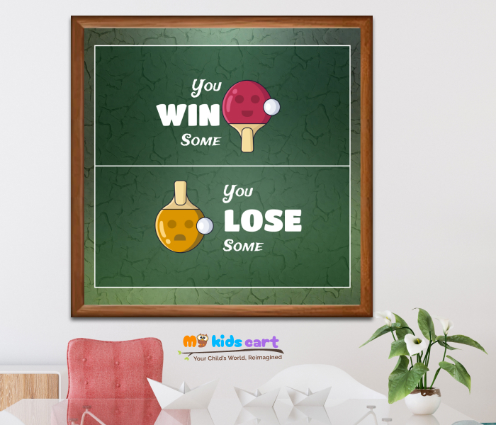 You Win You Lose Table Tennis Quote Poster Personalized Motivational Wall Art Wooden (Framed)